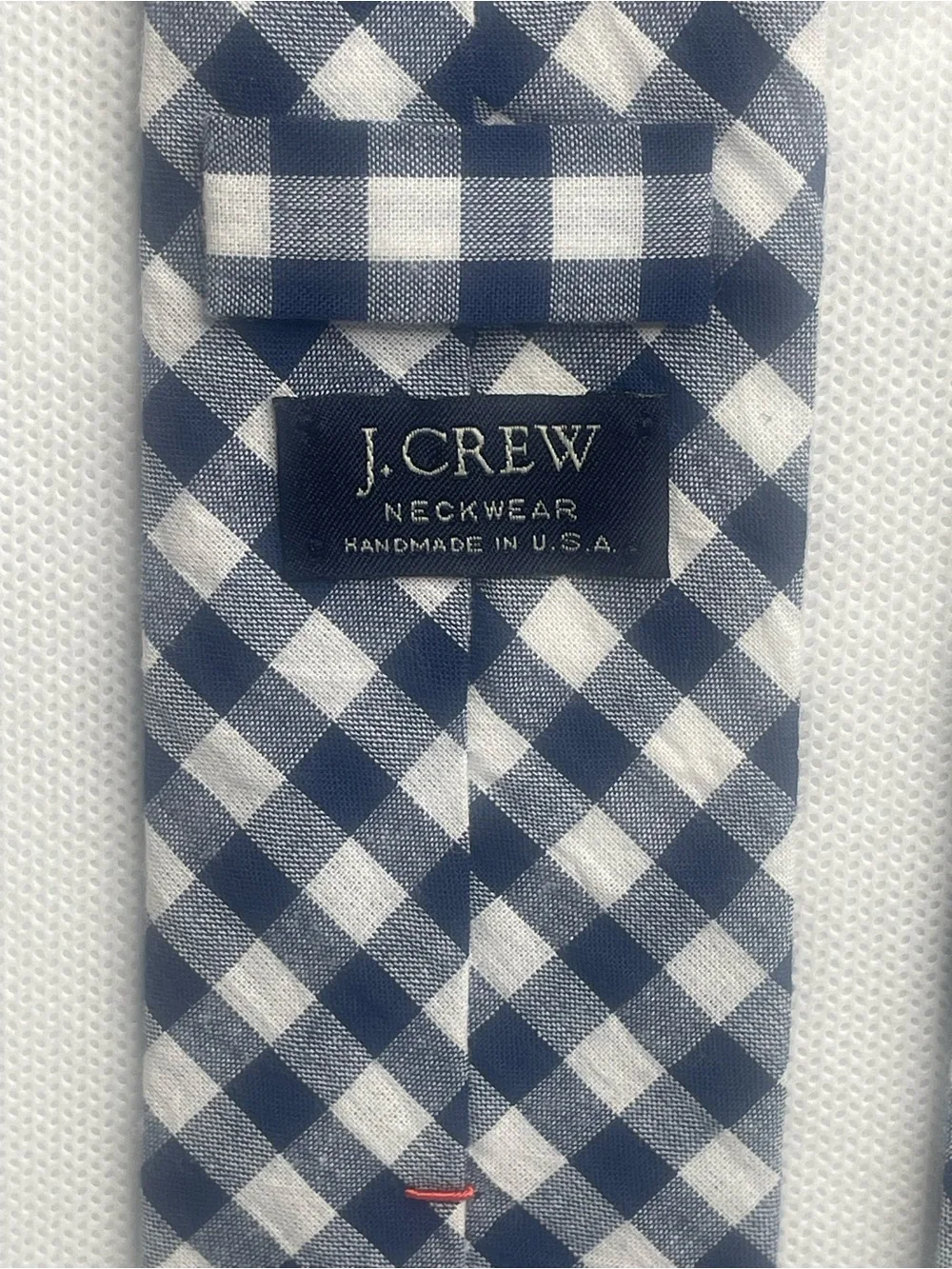 J. Crew The Gingham Slim Cotton Tie 2.25” Necktie Skinny Navy Blue White Checked
